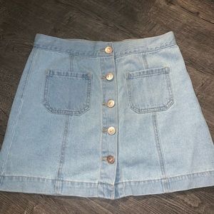 Forever 21 light wash button up mini skirt